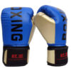Gants de boxe dédié à la pratique sportive de couleur bleu et doré